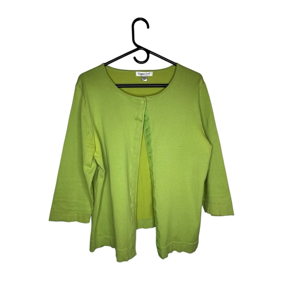 Coldwater Creek Lime Green Cardigan Size L Large